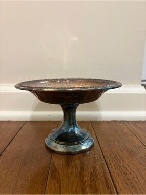Silver Pedestal Compote Bowl - Decorative Home Accent
